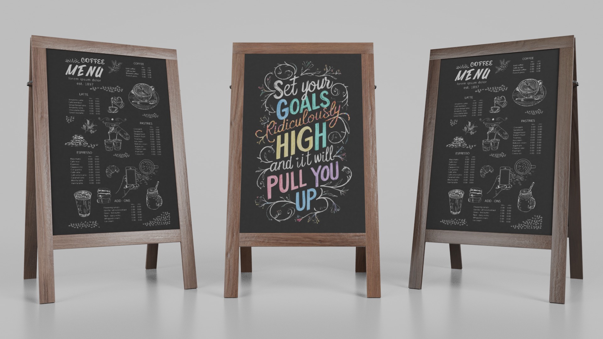 Complete Customizable Sidewalk Chalkboard Signs Bundle 3D Model Collection_64