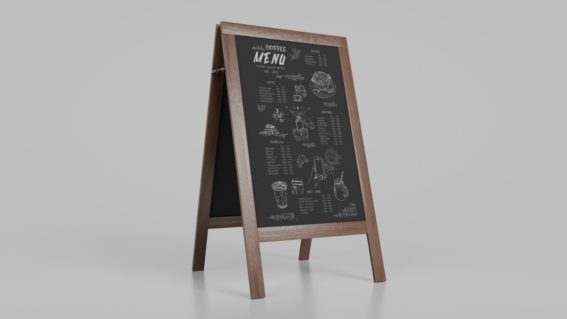 Complete Customizable Sidewalk Chalkboard Signs Bundle 3D Model Collection_60