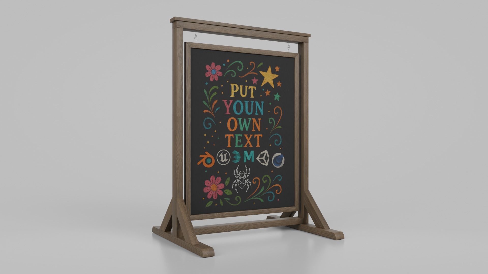 Complete Customizable Sidewalk Chalkboard Signs Bundle 3D Model Collection_36