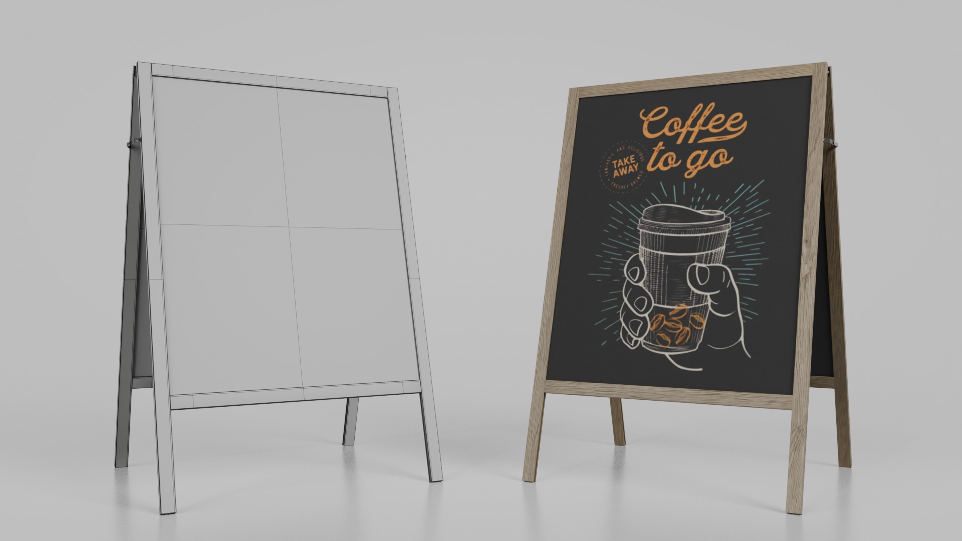 Complete Customizable Sidewalk Chalkboard Signs Bundle 3D Model Collection_77