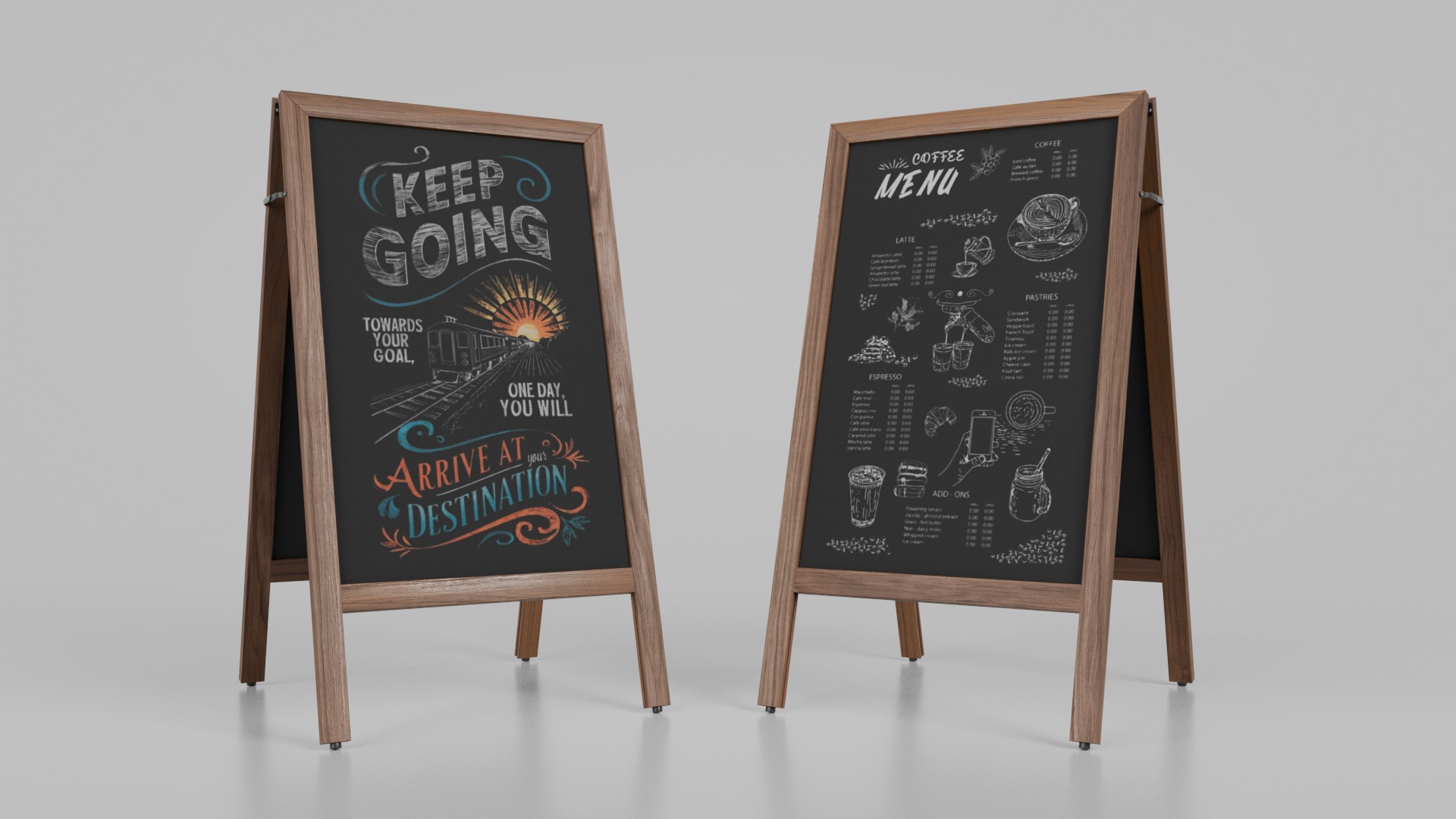 Complete Customizable Sidewalk Chalkboard Signs Bundle 3D Model Collection_68