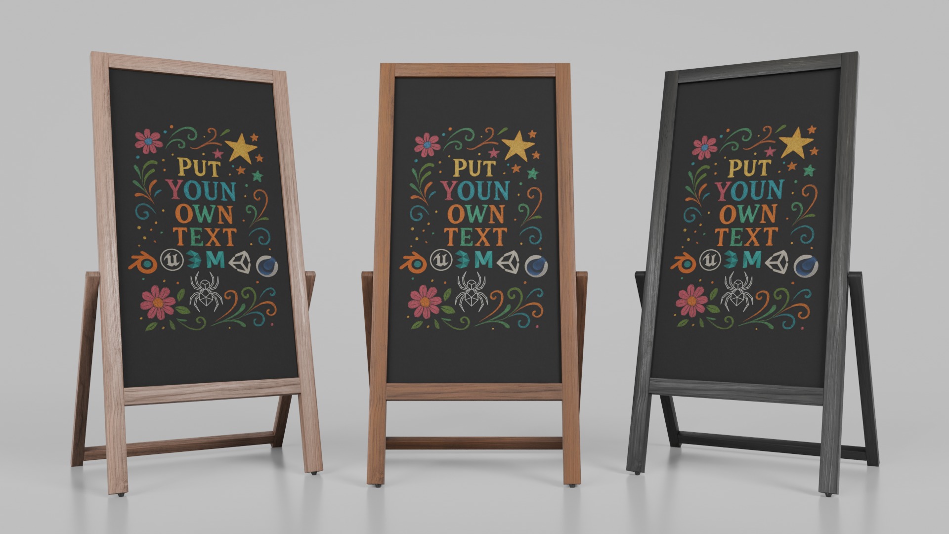 Complete Customizable Sidewalk Chalkboard Signs Bundle 3D Model Collection_29