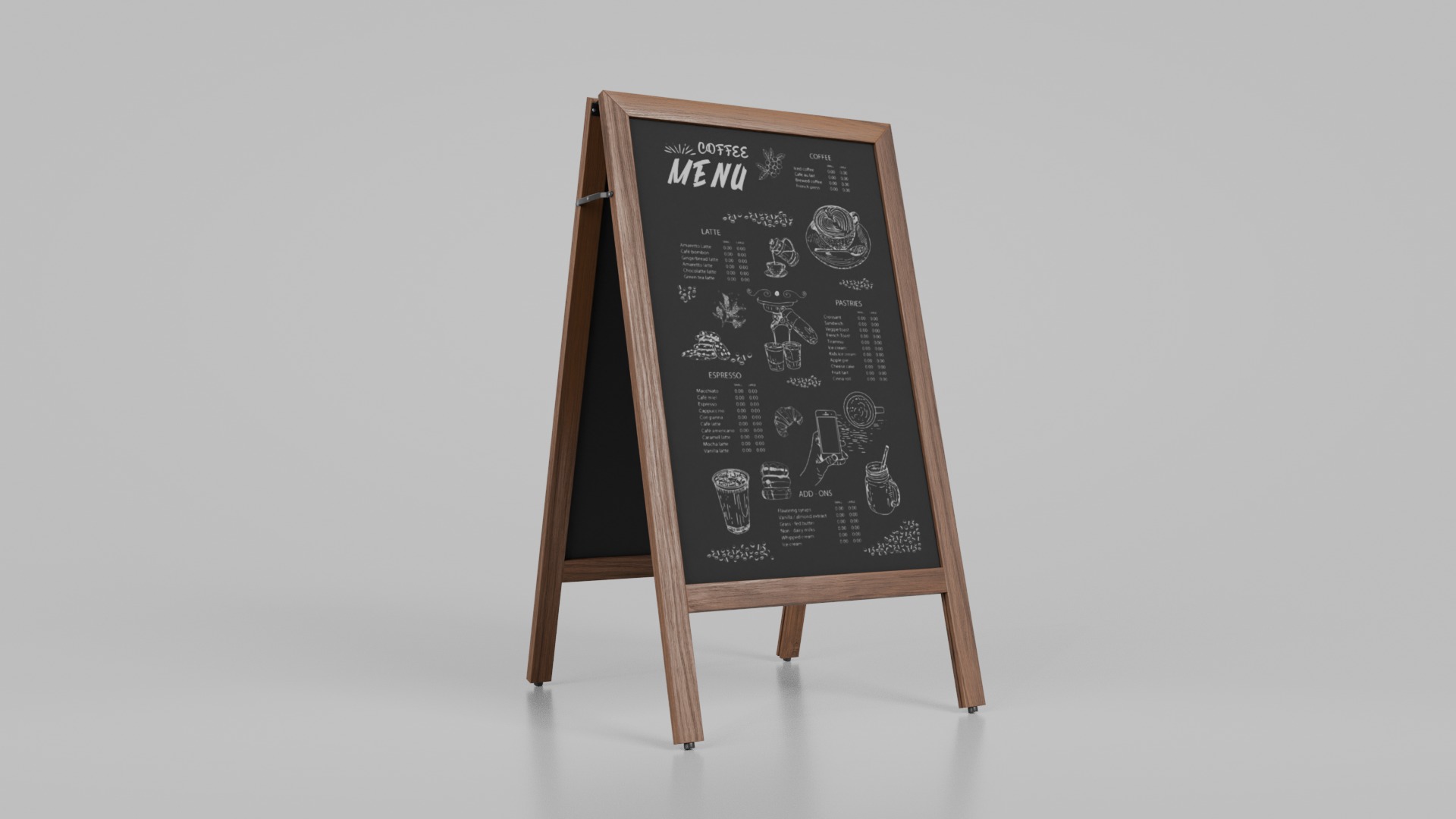 Complete Customizable Sidewalk Chalkboard Signs Bundle 3D Model Collection_67