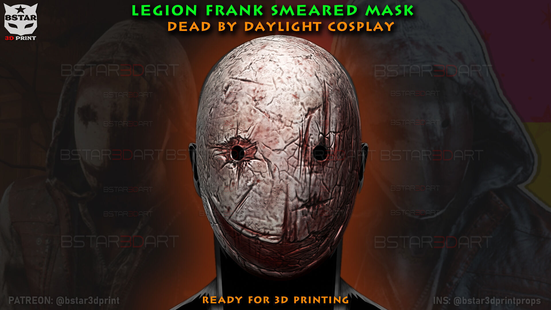 The Legion Frank Smeared Mask - Dead by Daylight - Horror Mask 3D print model_1