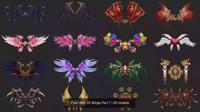 Pack With 25 Wings Part 7 3D Model Collection