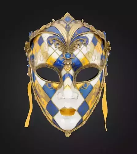 Masquerade Full Face Mask - Prom Unisex Embroidered Mask  3D print model