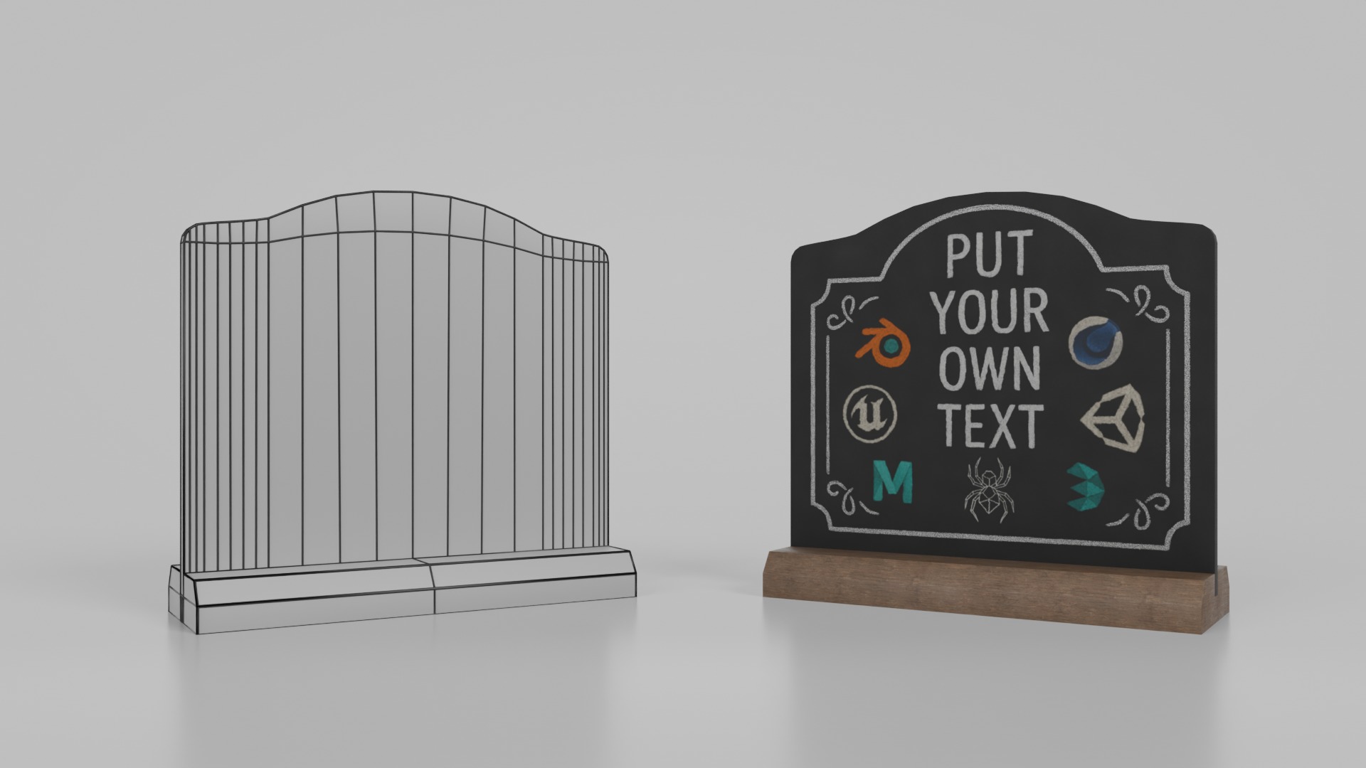 Elegant Beveled Stand Chalkboard Set 3D Model Collection_12