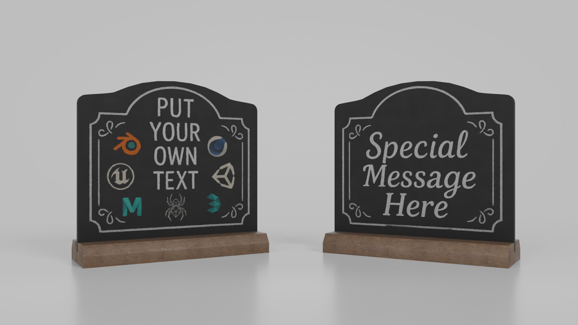 Elegant Beveled Stand Chalkboard Set 3D Model Collection_8