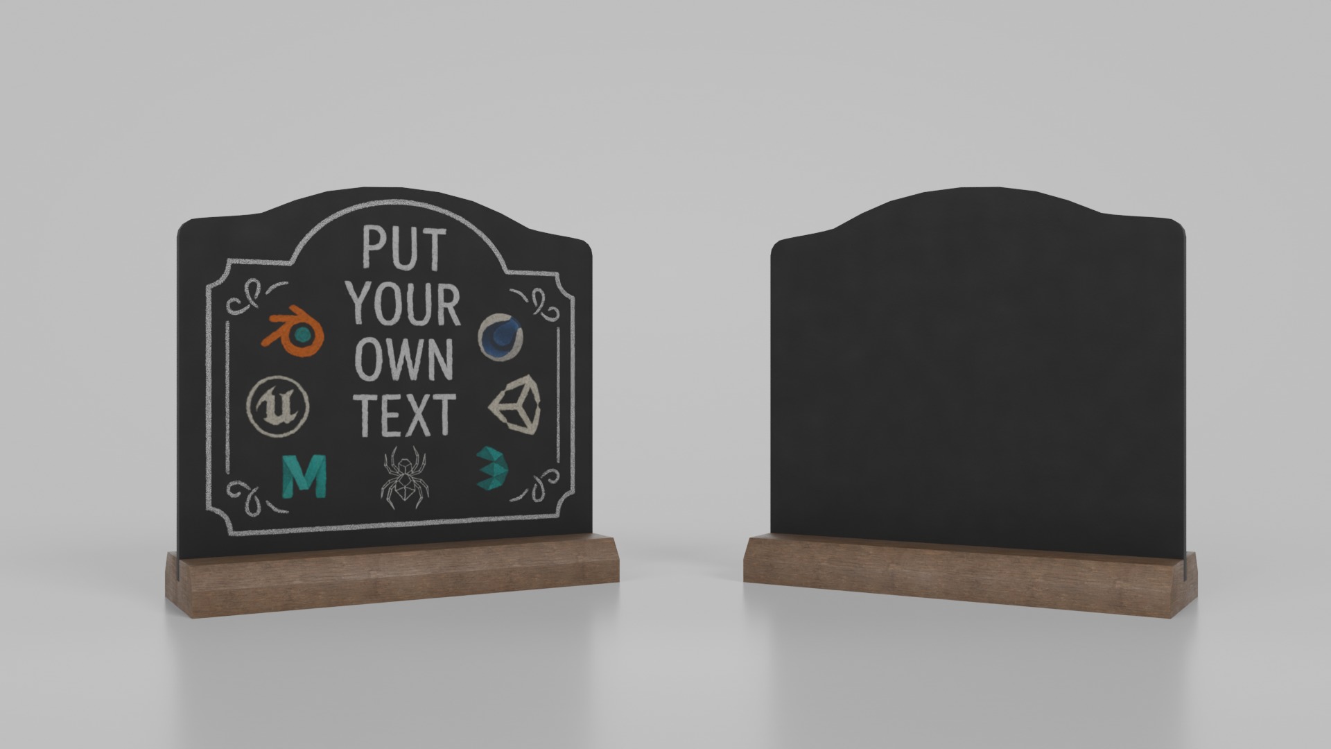 Elegant Beveled Stand Chalkboard Set 3D Model Collection_9