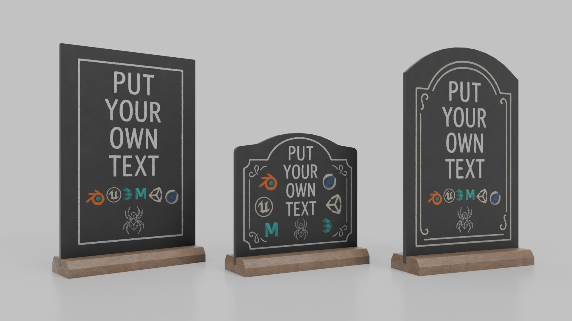 Elegant Beveled Stand Chalkboard Set 3D Model Collection_5
