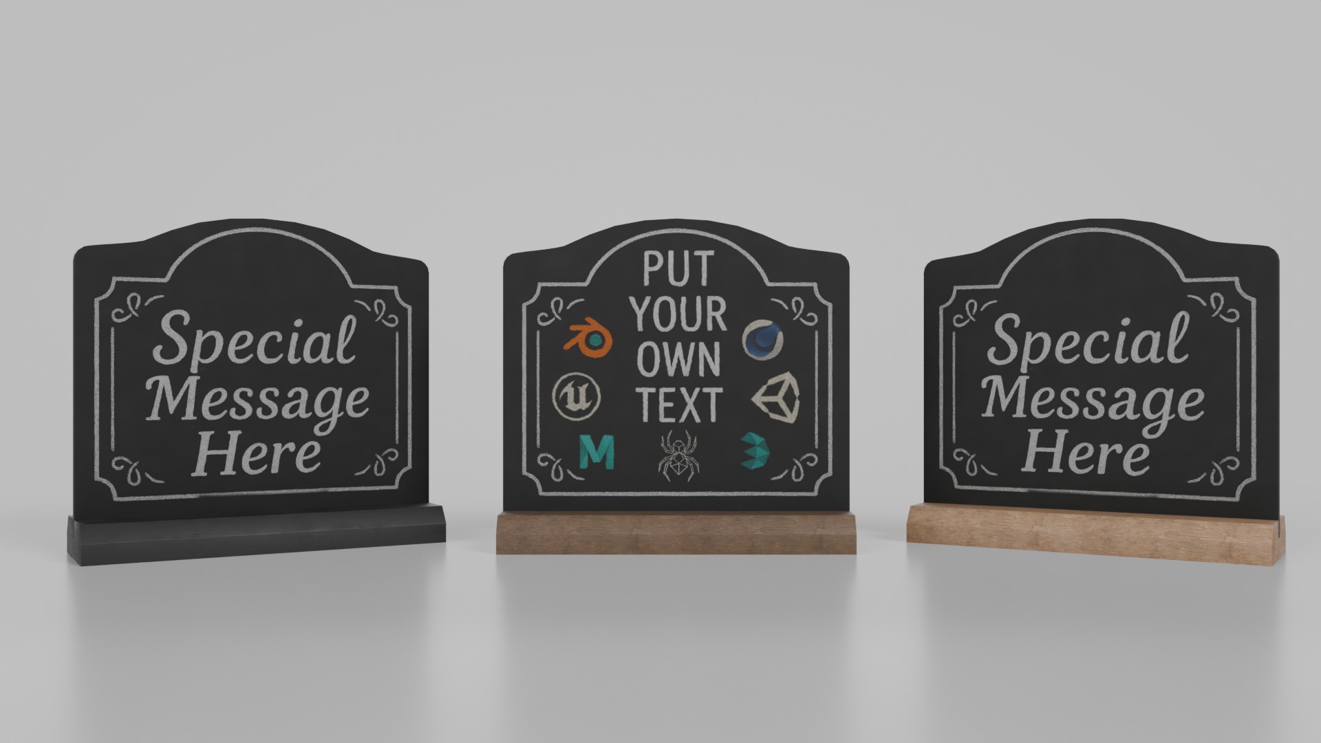 Elegant Beveled Stand Chalkboard Set 3D Model Collection_10