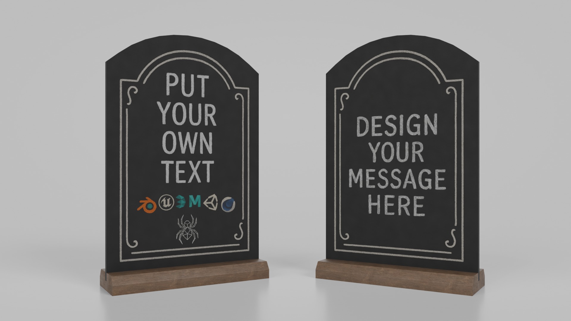 Elegant Beveled Stand Chalkboard Set 3D Model Collection_14