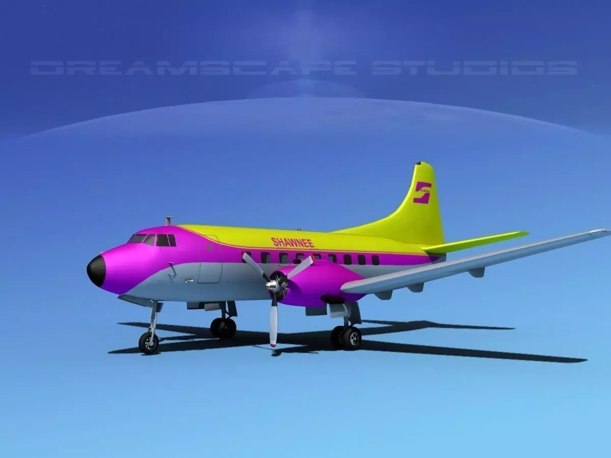 Martin 202 Shawnee Airlines 3D model_0