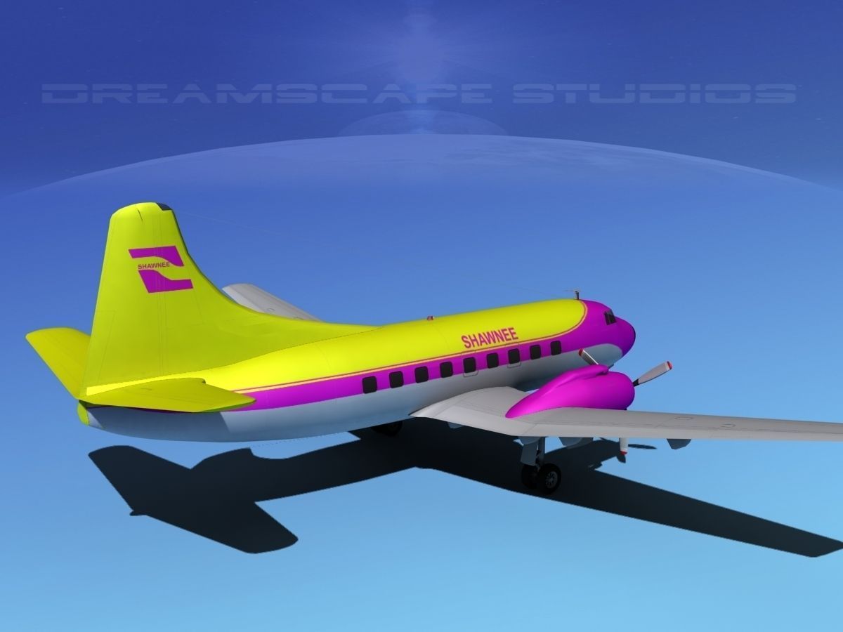 Martin 202 Shawnee Airlines 3D model_5