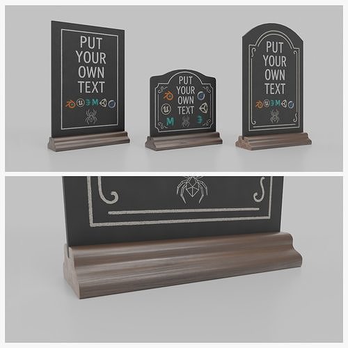 Classic Ogee Stand Chalkboard Trio 3D Model Collection