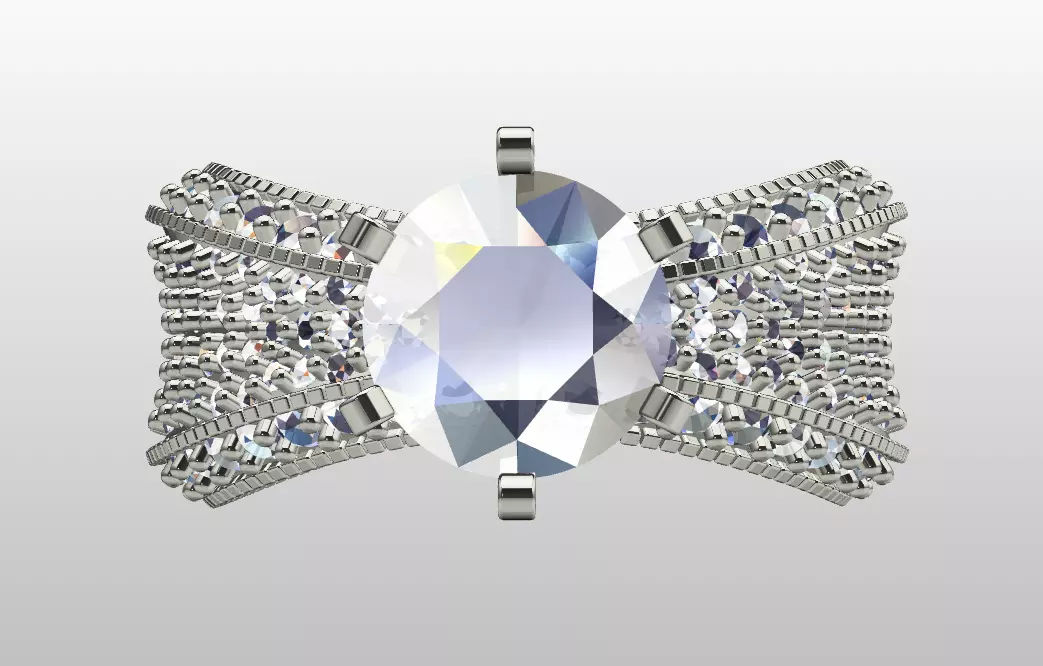 Gold Ring with Diamonds 3D print model_0