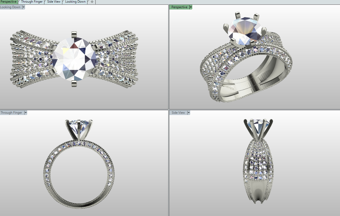 Gold Ring with Diamonds 3D print model_1