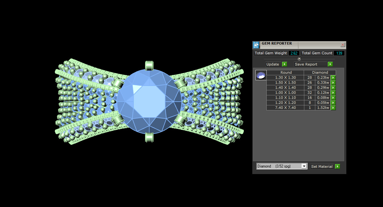 Gold Ring with Diamonds 3D print model_2