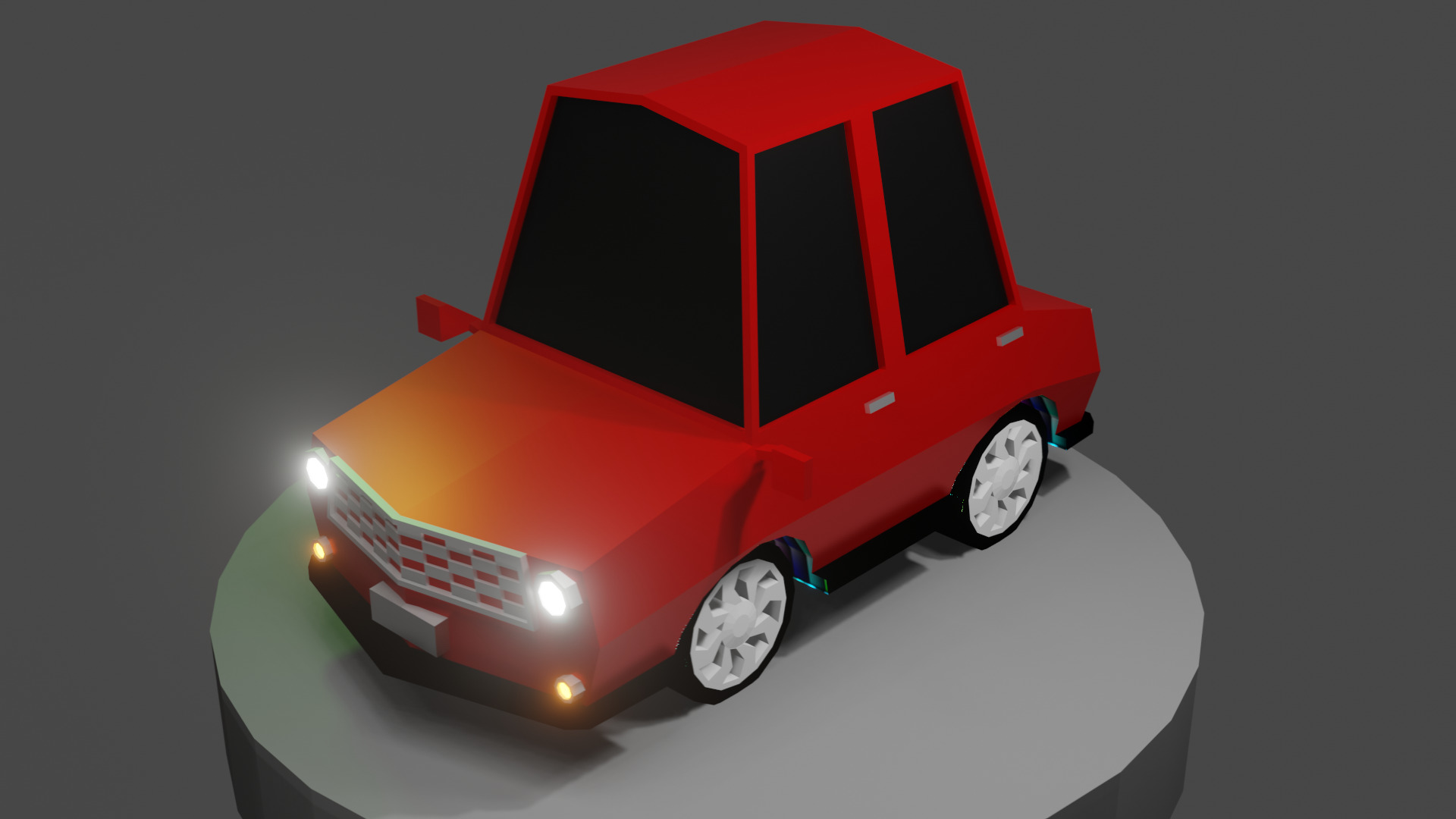 Cartoon Low Poly Car 02 - Low-poly 3D Low-poly 3D model_11
