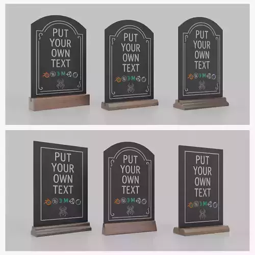 Counter Top Chalkboard Signs - Curved and Arched Bundle 3D Model Collection