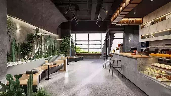 Industrial style cafe