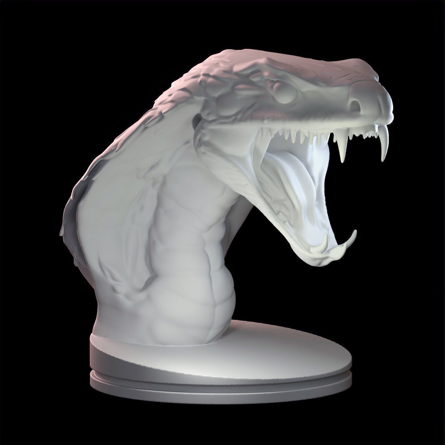 Venomous Serpent Bust  Snake Creature Model 3D print model_5