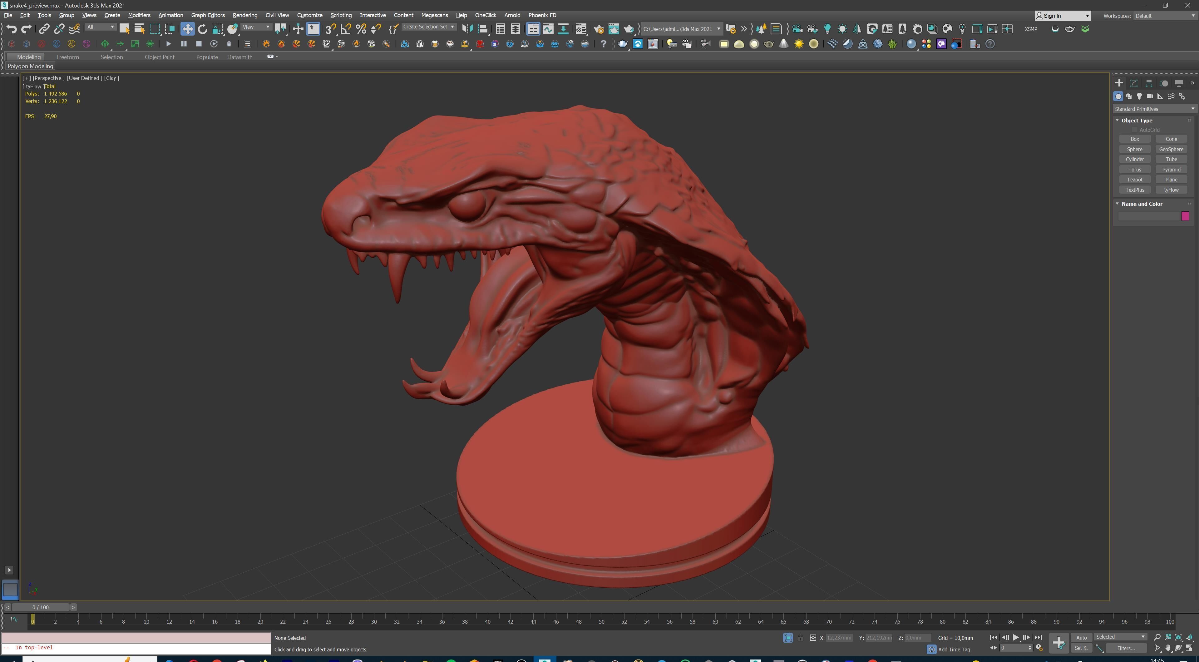 Venomous Serpent Bust  Snake Creature Model 3D print model_27