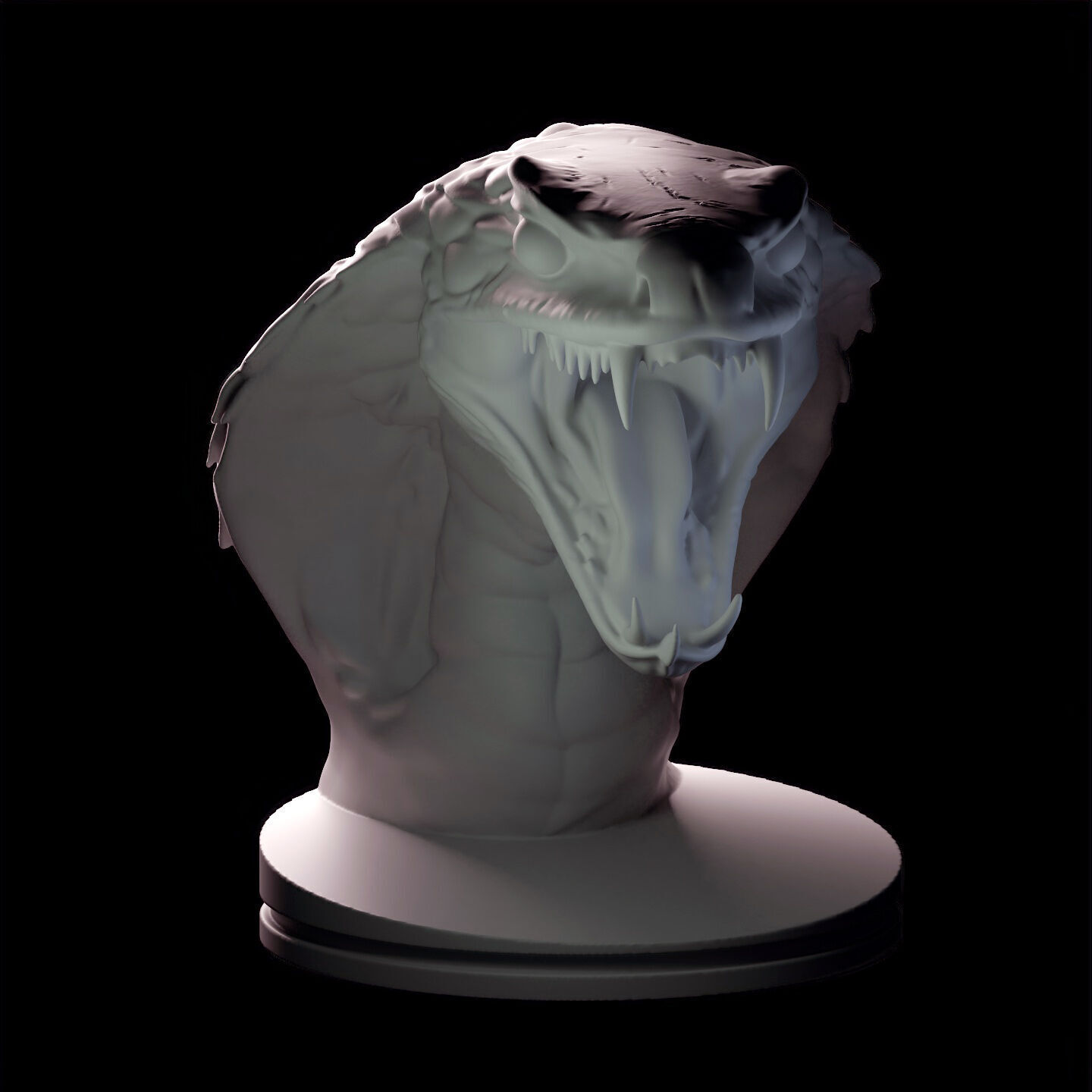 Venomous Serpent Bust  Snake Creature Model 3D print model_14