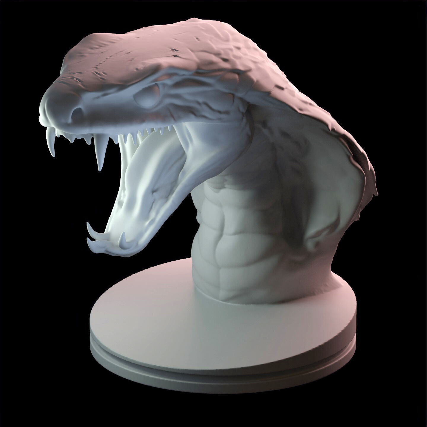 Venomous Serpent Bust  Snake Creature Model 3D print model_7