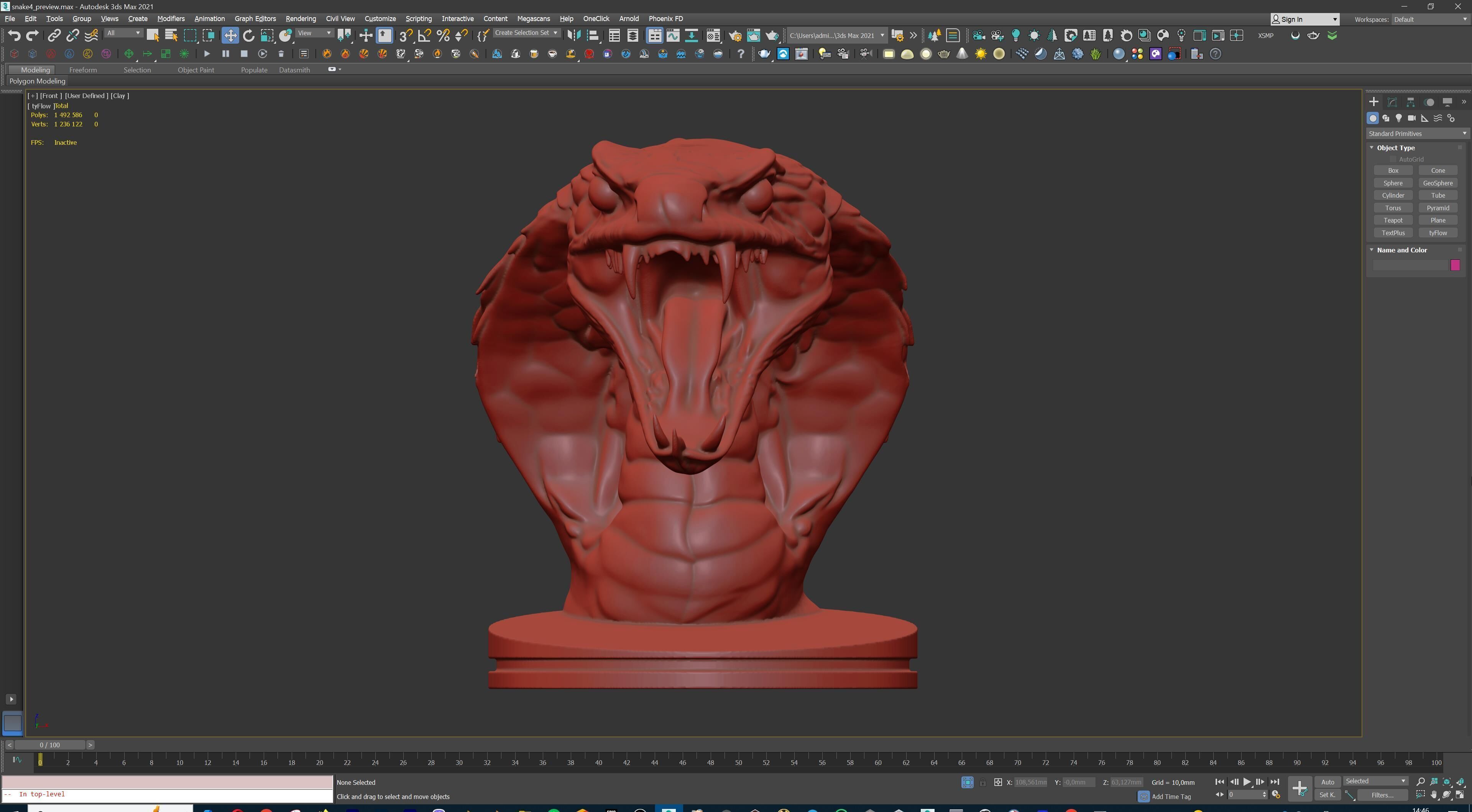 Venomous Serpent Bust  Snake Creature Model 3D print model_33