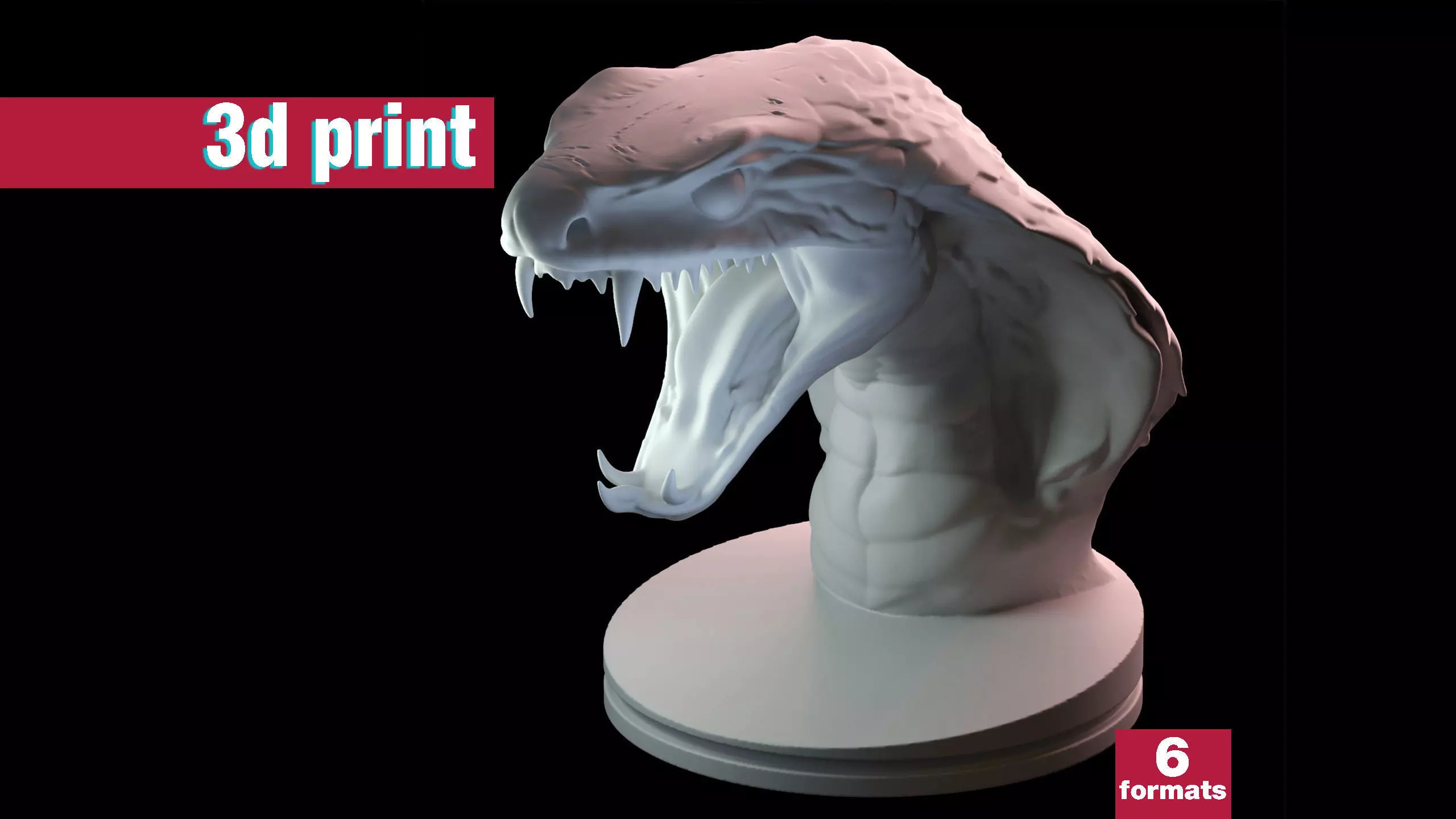Venomous Serpent Bust  Snake Creature Model 3D print model_0