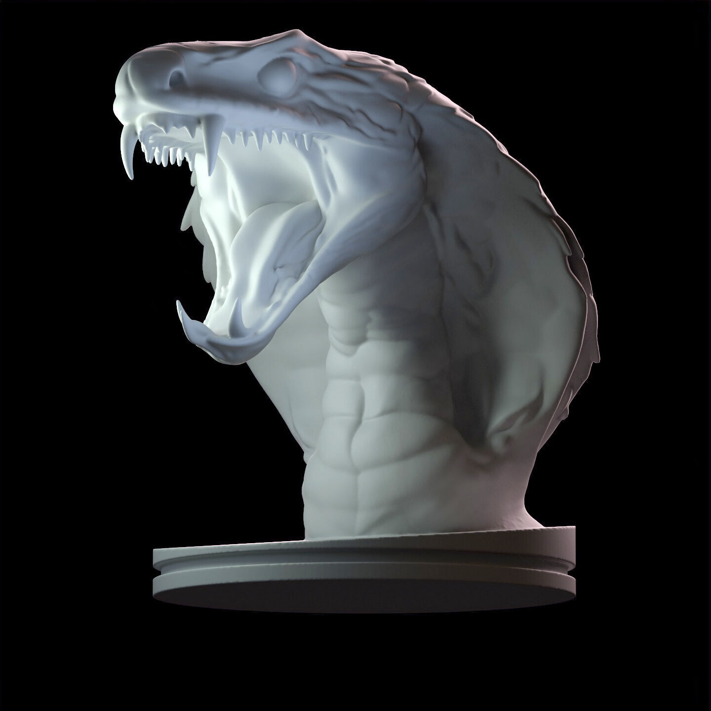 Venomous Serpent Bust  Snake Creature Model 3D print model_3