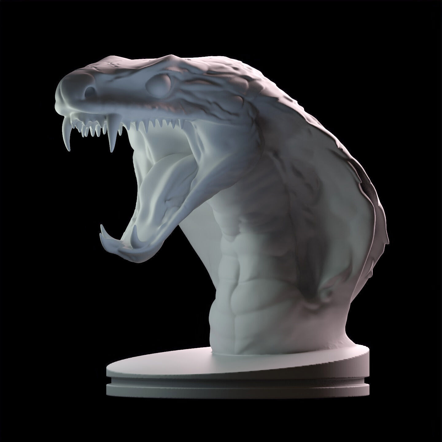 Venomous Serpent Bust  Snake Creature Model 3D print model_9