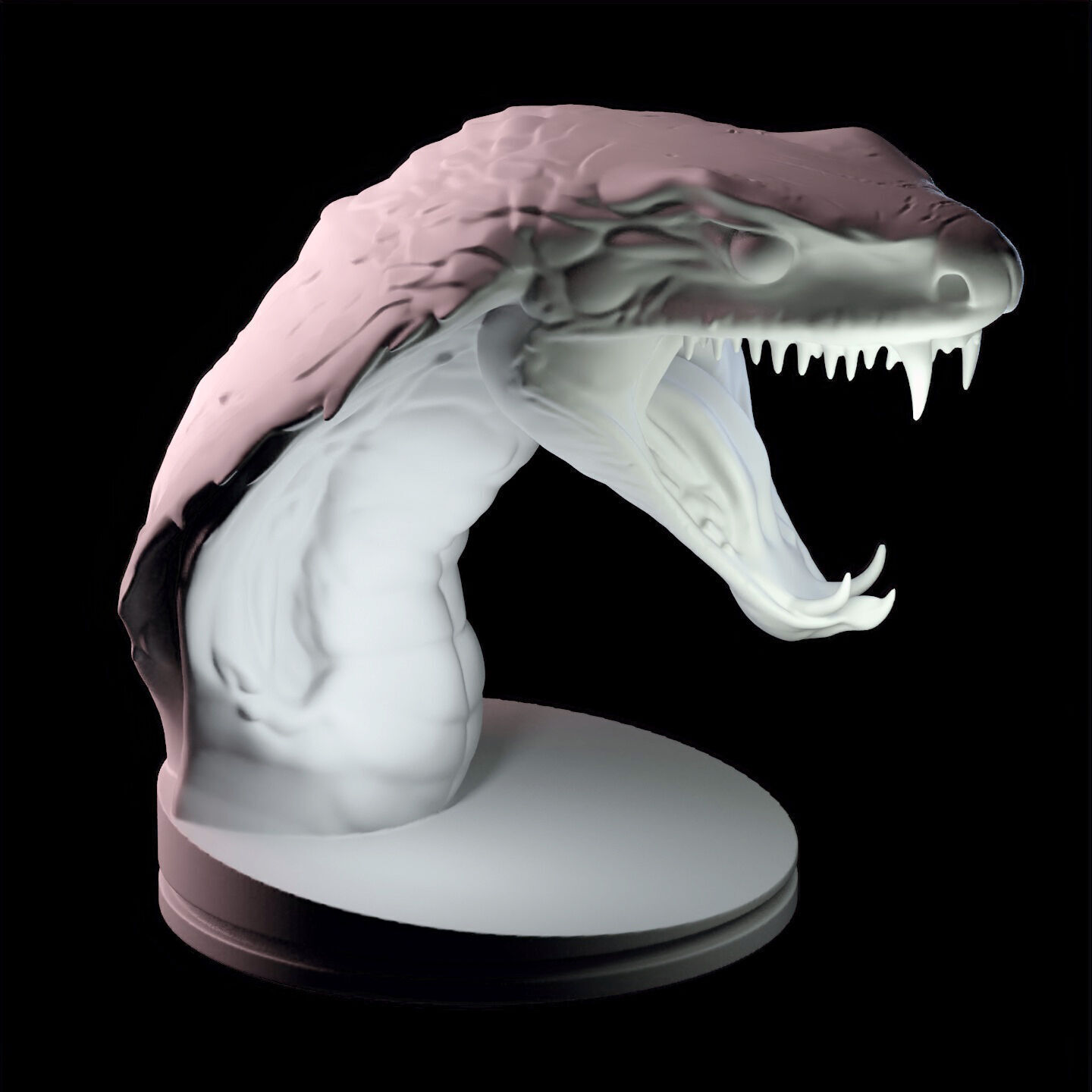Venomous Serpent Bust  Snake Creature Model 3D print model_11
