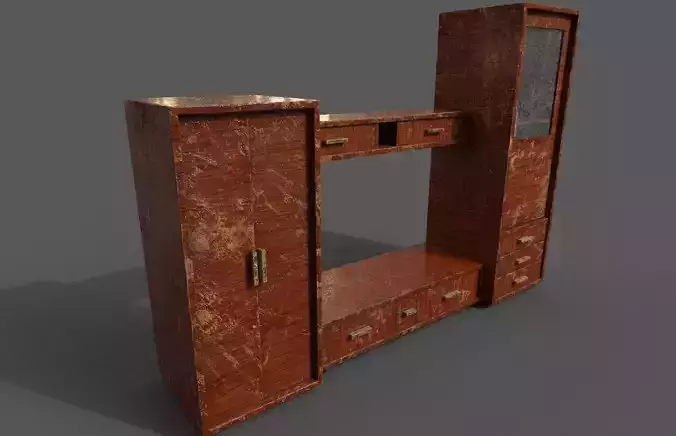Set Old Modern Furniture 3D Model Terror
