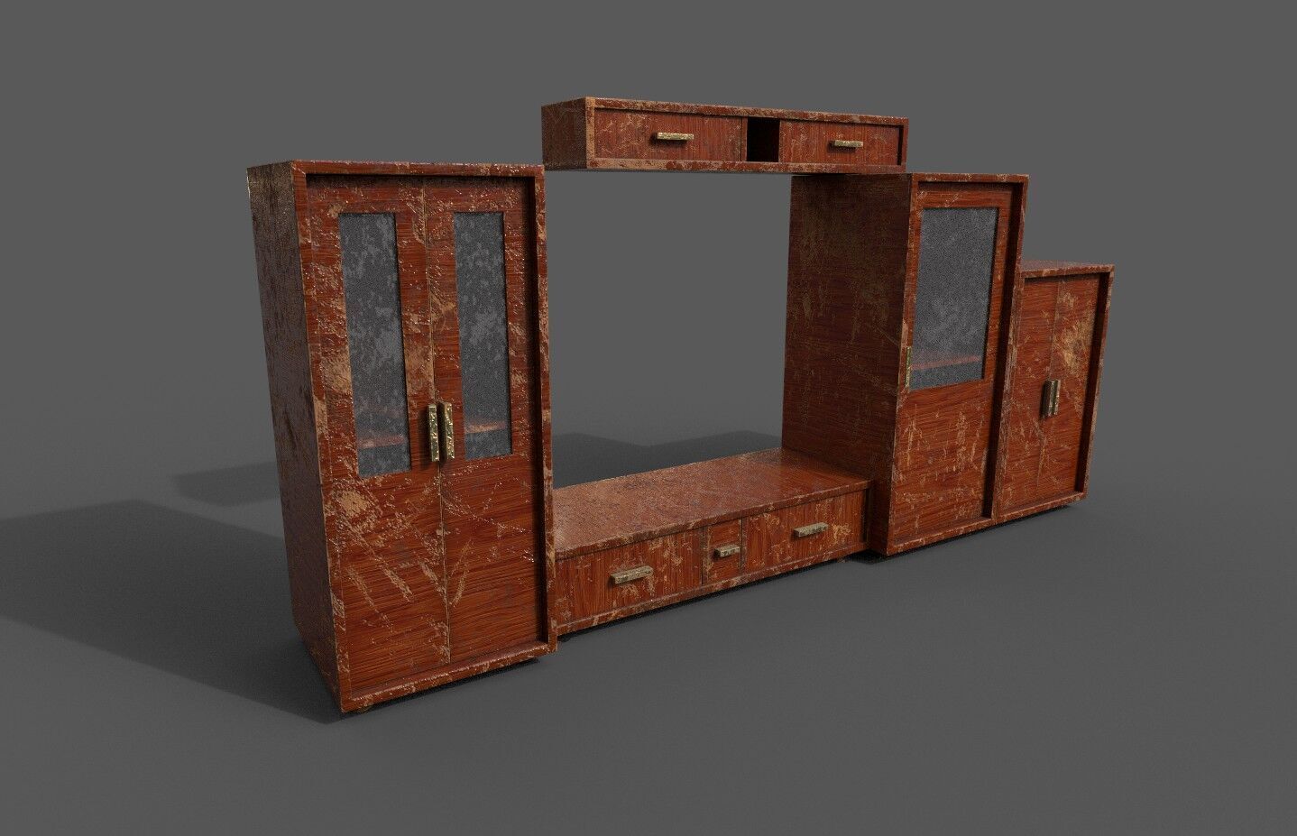 Set Old Modern Furniture 3D Model Terror Low-poly 3D model_5