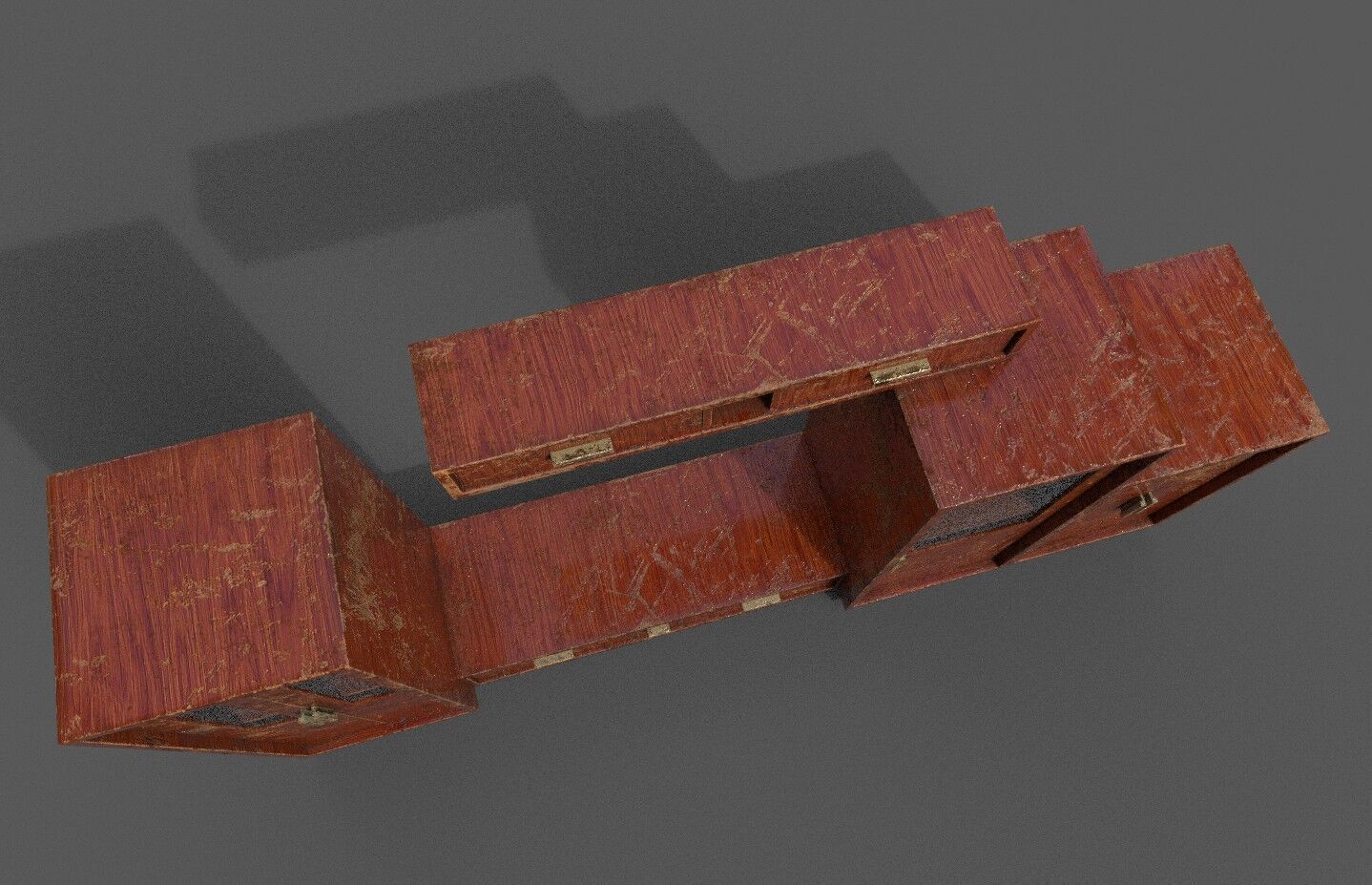 Set Old Modern Furniture 3D Model Terror Low-poly 3D model_25