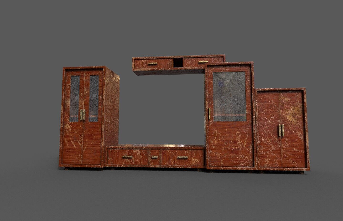 Set Old Modern Furniture 3D Model Terror Low-poly 3D model_10