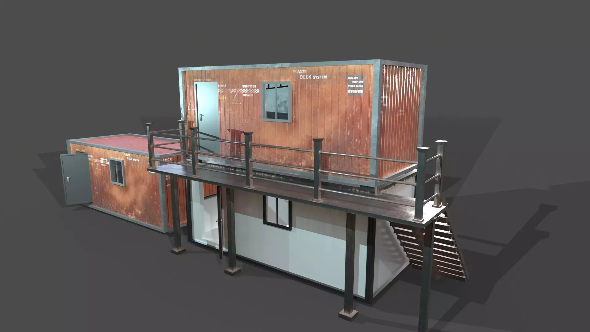 CONSTRUCTION SITE CONTAINER LIVING LOWPOLY PBR GAME READY  Low-poly 3D model_0