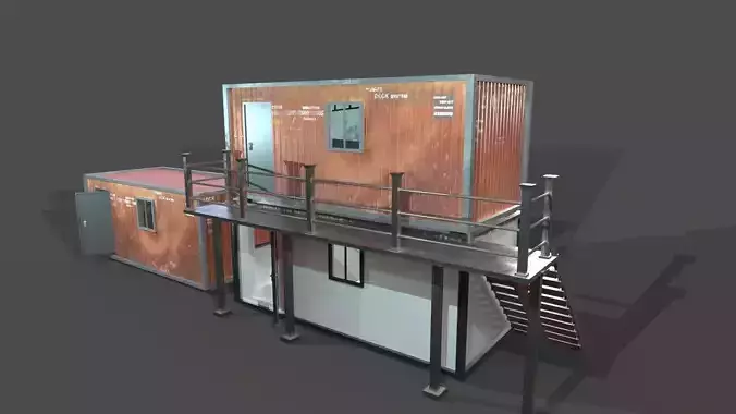 CONSTRUCTION SITE CONTAINER LIVING LOWPOLY PBR GAME READY 