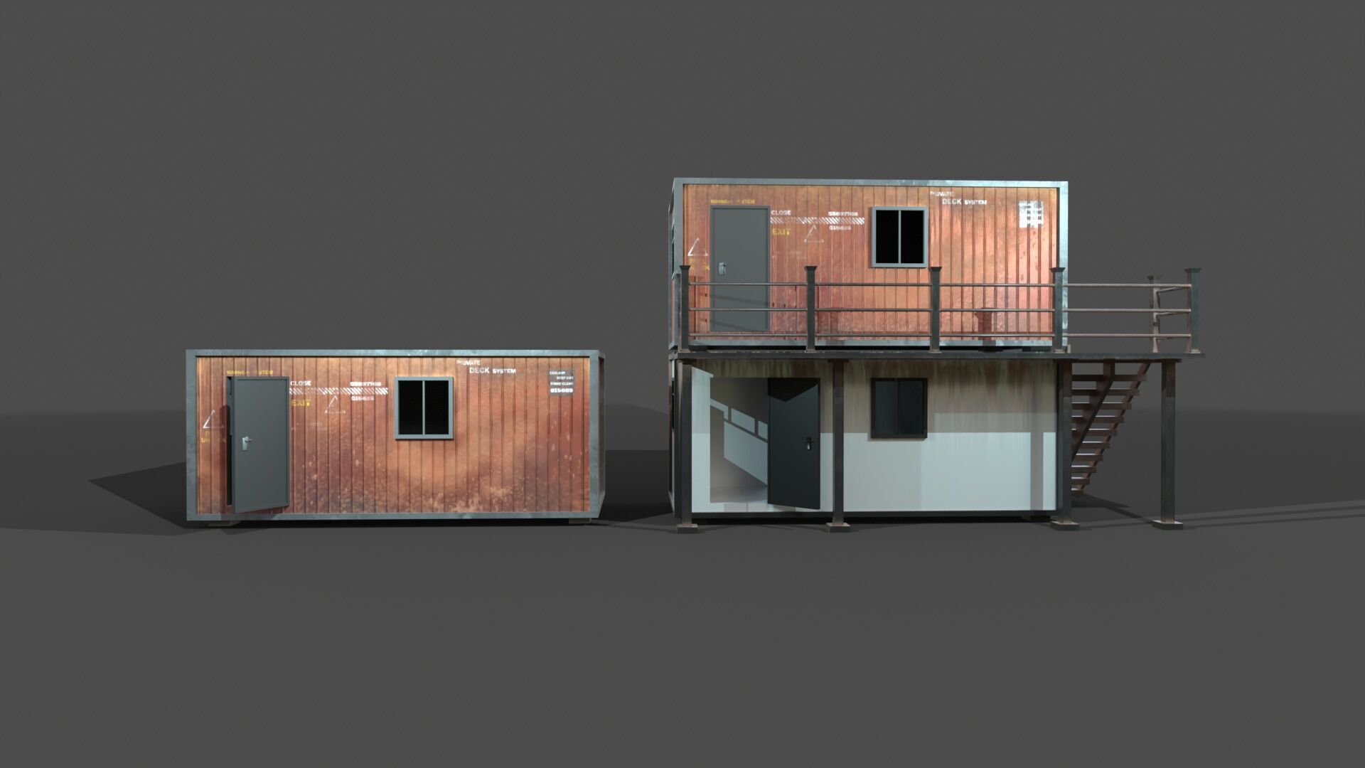 CONSTRUCTION SITE CONTAINER LIVING LOWPOLY PBR GAME READY  Low-poly 3D model_3