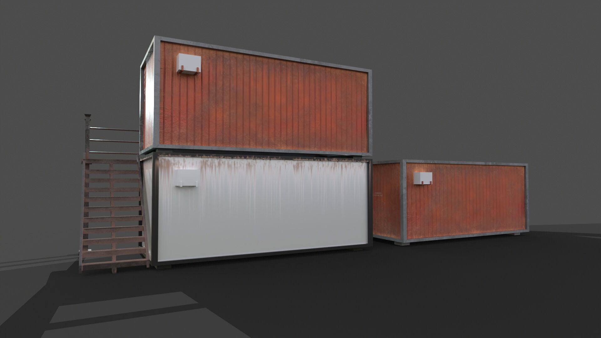CONSTRUCTION SITE CONTAINER LIVING LOWPOLY PBR GAME READY  Low-poly 3D model_1
