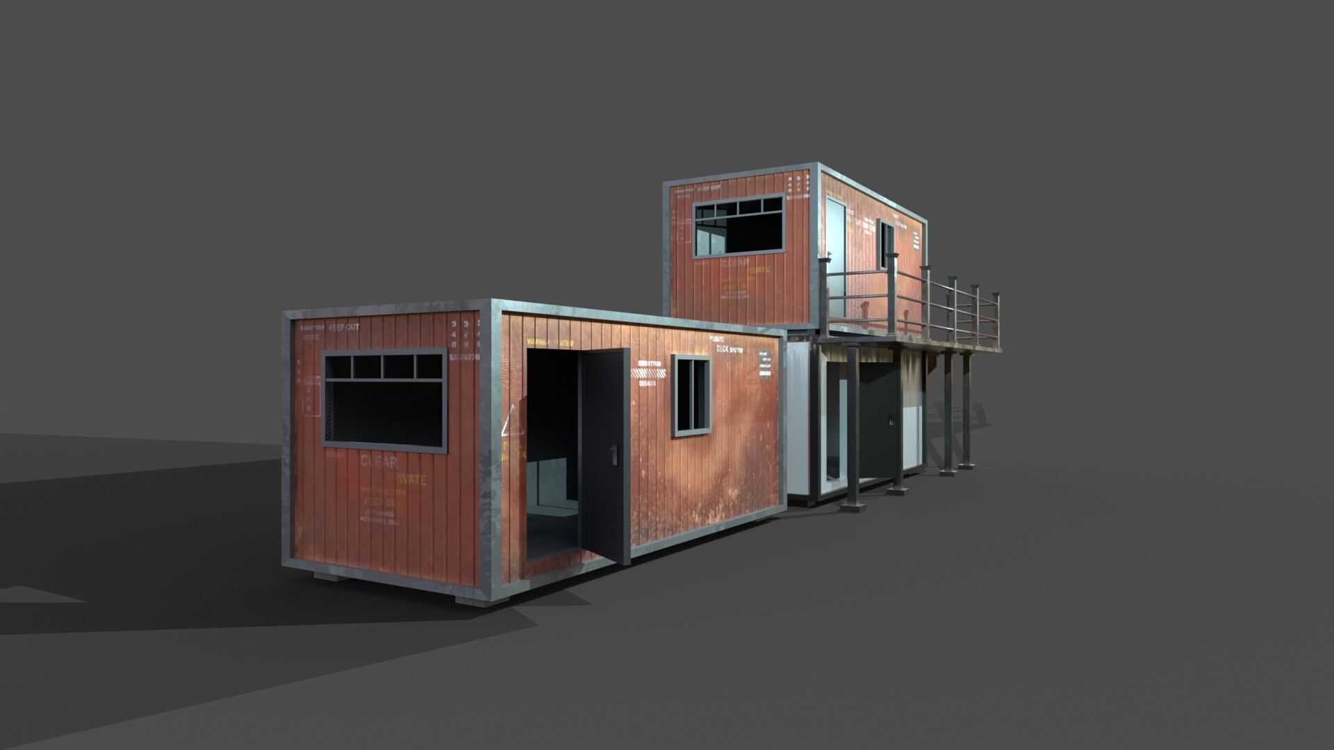 CONSTRUCTION SITE CONTAINER LIVING LOWPOLY PBR GAME READY  Low-poly 3D model_2