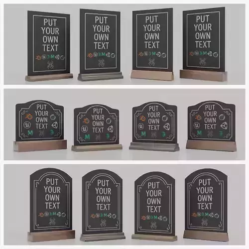 Complete Countertop Chalkboard Signs Bundle 3D Model Collection