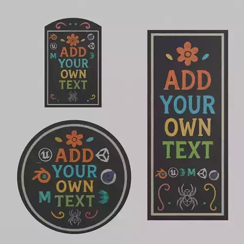 Customizable Wall-Mounted Unframed Blackboard - modern style 3D Model Collection