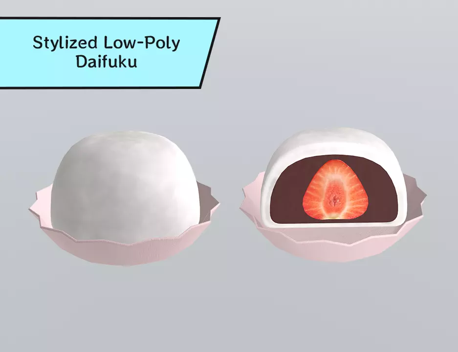 Stylized Low-Poly Daifuku Mochi Low-poly 3D model_0