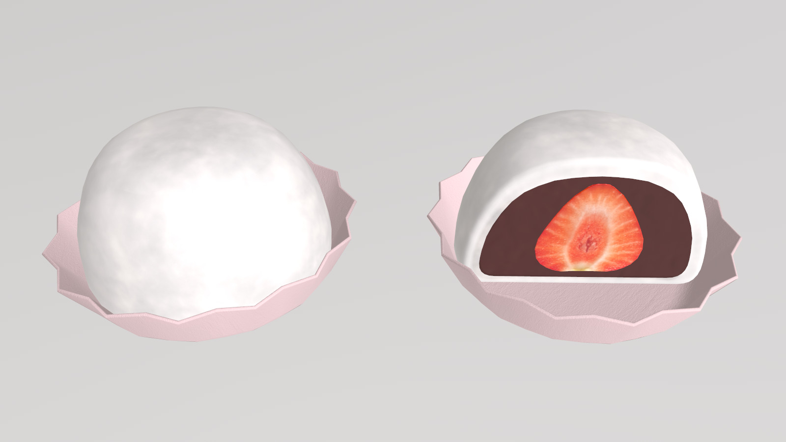 Stylized Low-Poly Daifuku Mochi Low-poly 3D model_4