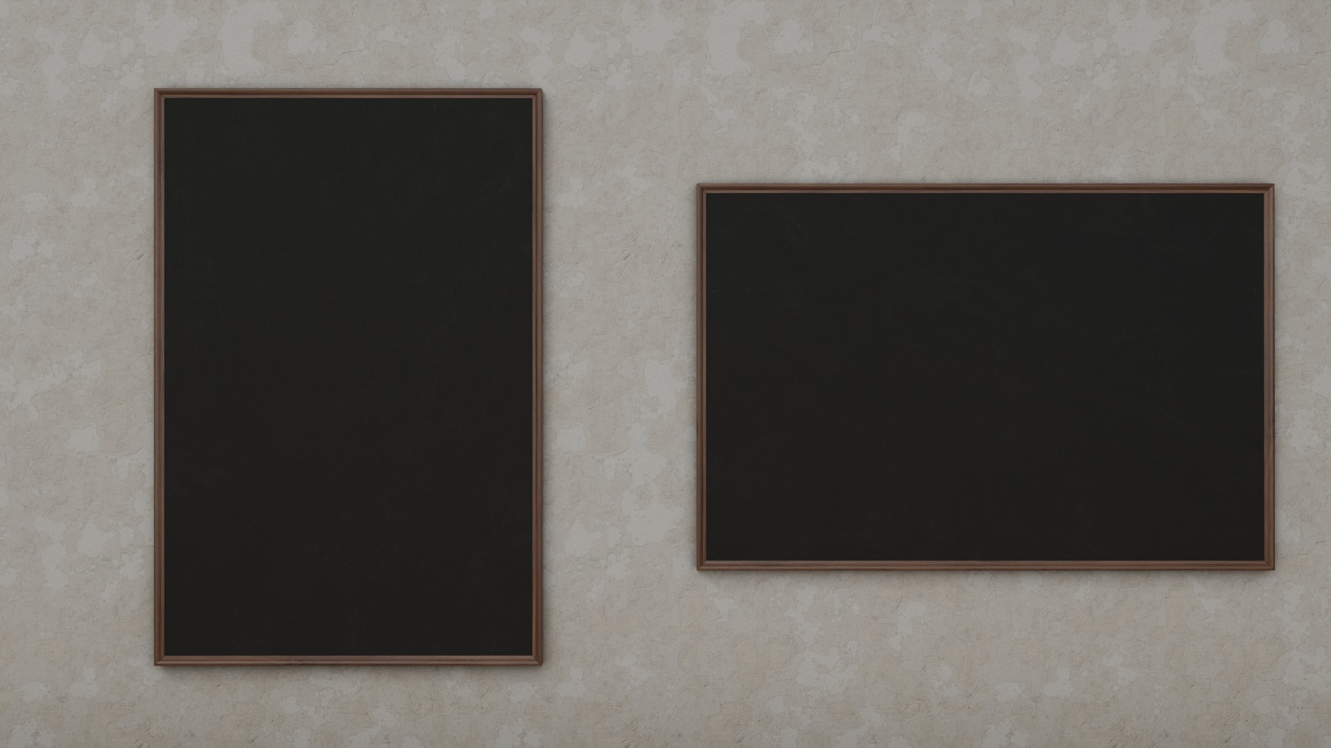 Classic Wall-Mounted Rectangular Blackboard Set 3D Model Collection_8