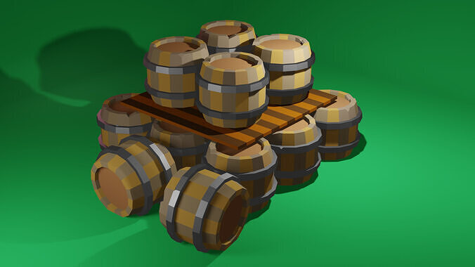 Cartoon Low Poly Barrel Low-poly 3D model