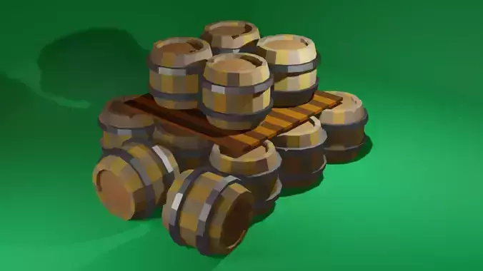 Cartoon Low Poly Barrel
